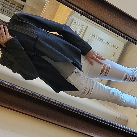 Collection B New York Faux Leather Hi-low Cascading Front Open Jacket, M - Picture 12 of 17